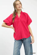 Umgee Lace Trim Peasant Top