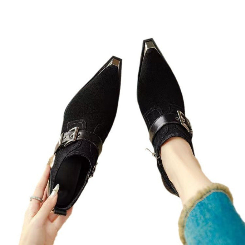 Metallic Square-Toe Chunky-Heel Pumps | Retro Formal Heels