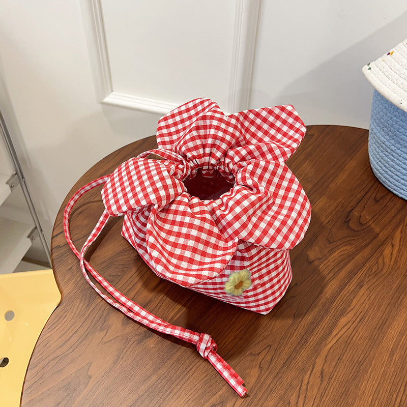 Women's Heart Floral Drawstring Bucket Bag - Double-Sided High Capacity Shoulder Bag