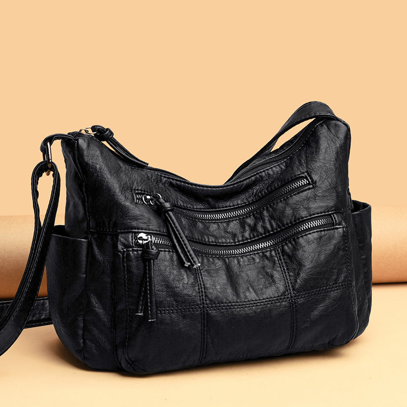 Women's Solid Color Crossbody Shoulder Bag - PU Leather Casual Handbag