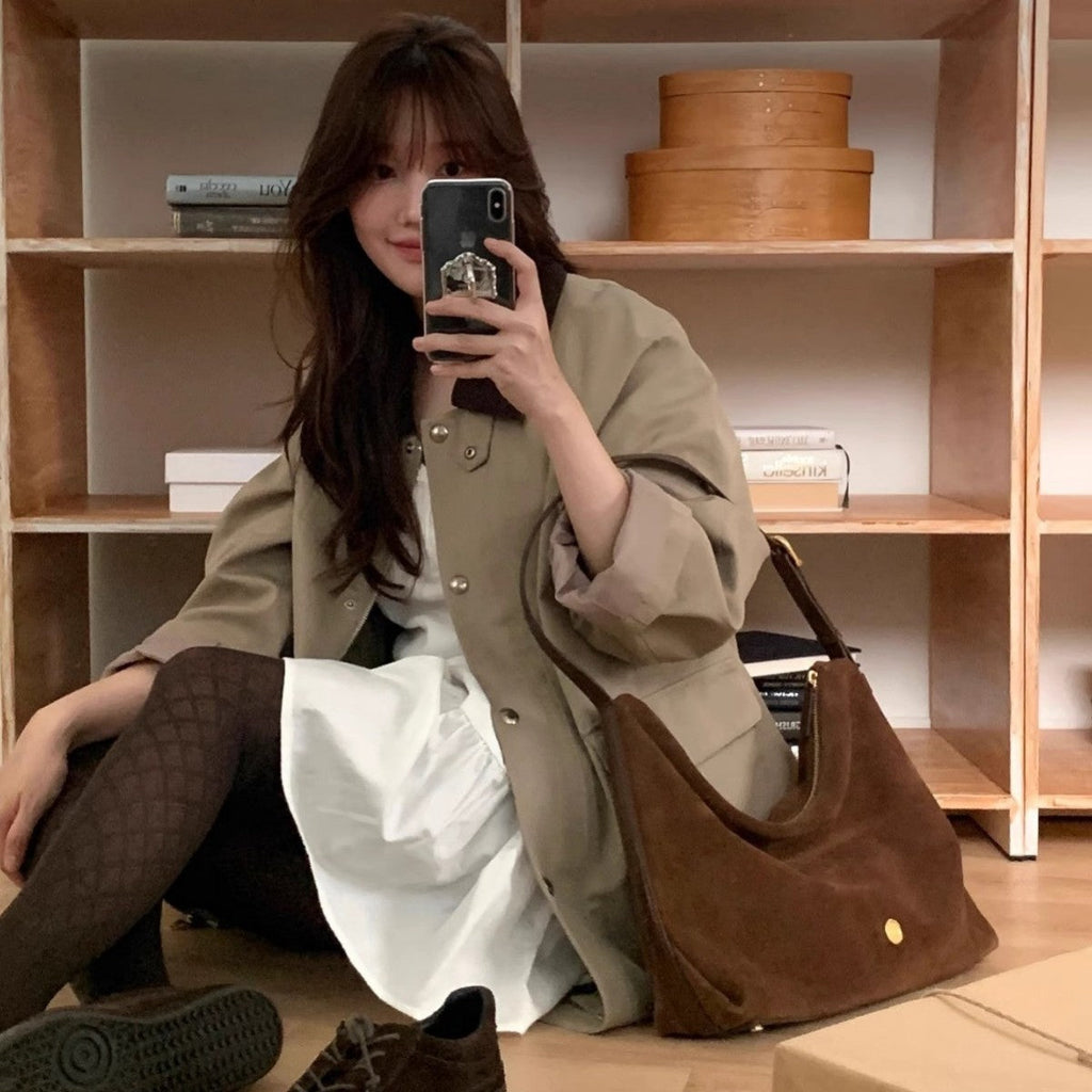 Women's Suede Tote Bag – Large Capacity Shoulder & Underarm Bag | Sarah Express