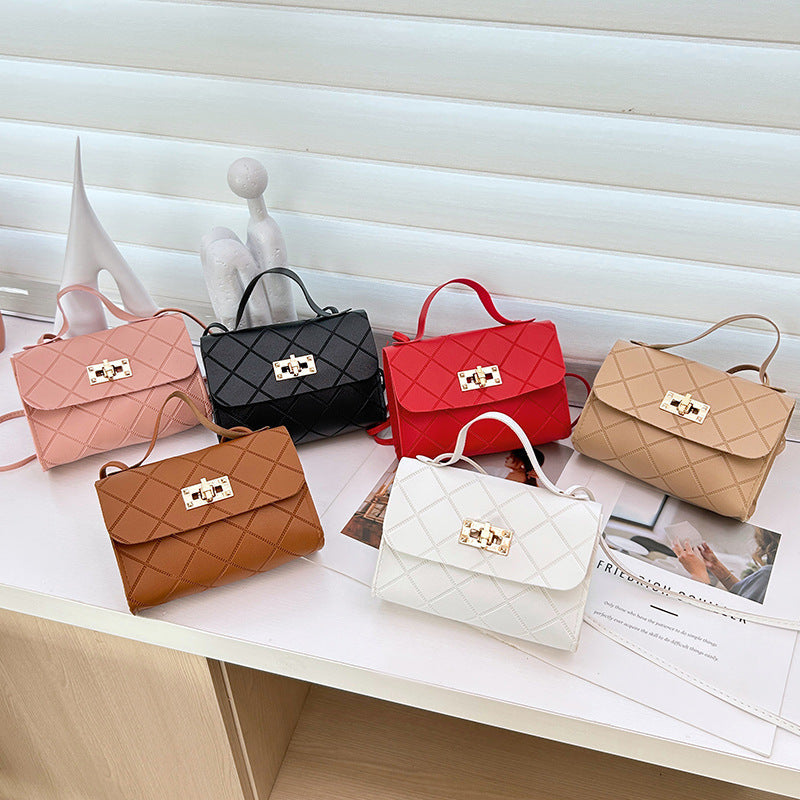 Small Square Quilted PU Leather Crossbody Bag