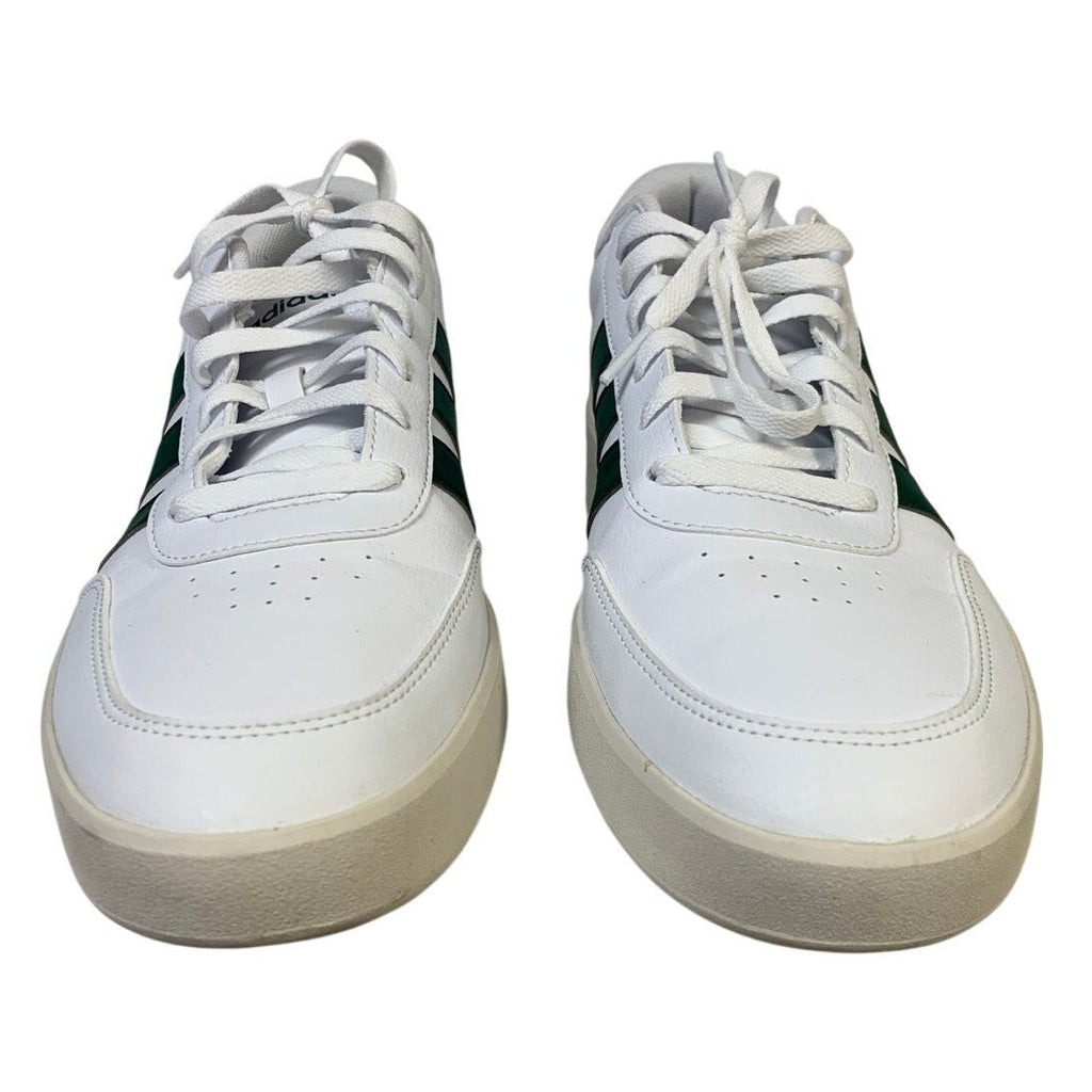 Adidas Mens Size 13 White Faux Leather Green Stripe Breaknet 3.0 Athletic Shoes
