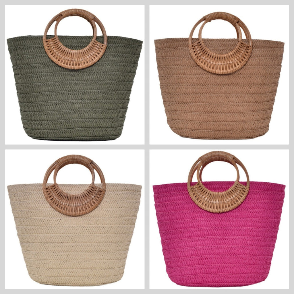 Straw Weave Round Handle Tote Bag - Large Capacity Women's Summer Beach Bag