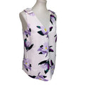 Banana Republic Womens Small White 100% Polyester Floral Sleeveless V Neck Top