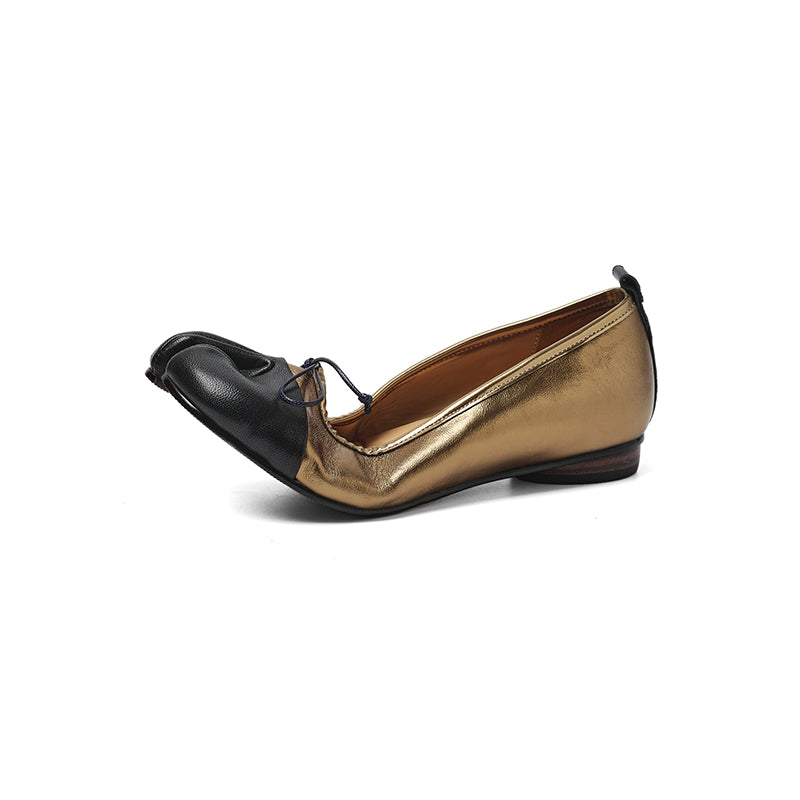 Women's Split-Toe Tabi Bow Ballet Flats | Full Grain Leather Slip-On Flat Shoes