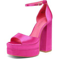 Dream Pairs Womens Size 6.5 Hot Pink 5.5" Platform Chunky Heel Open Toe Shoes