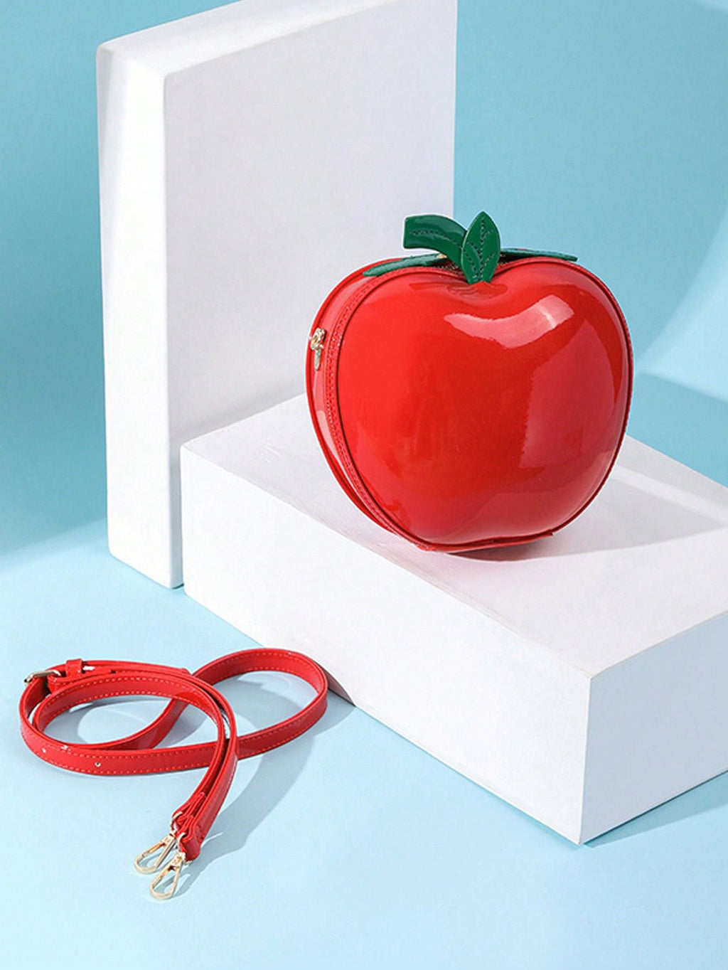 Apple-Shaped Crossbody Bag