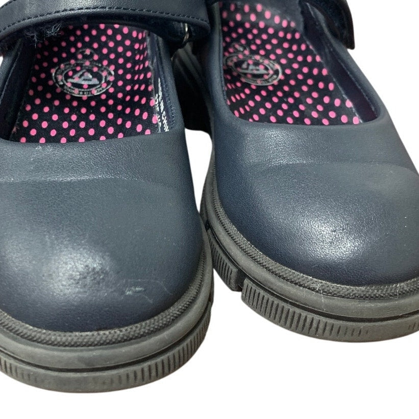 Jabasic Toddler Girls Size 8 Navy Blue Hook Loop Low Heel Mary Jane School Shoes