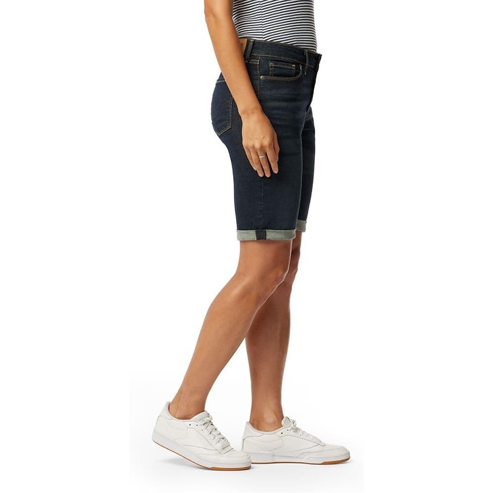 New Levi Strauss Levi's Womens Size 4 Blue Mid-Rise Bermuda Shorts Stretch Denim