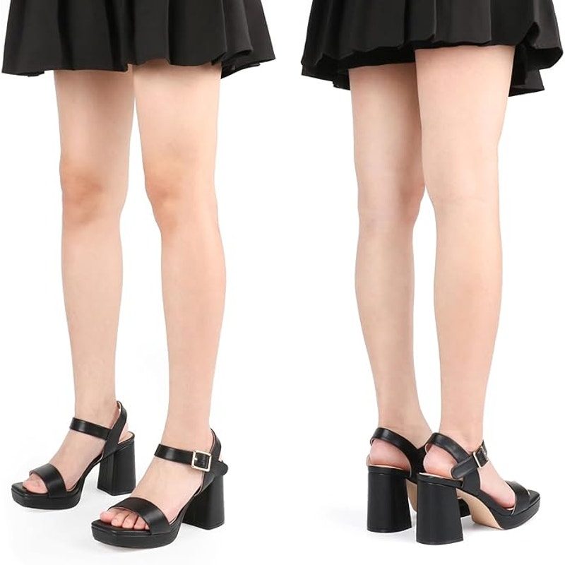 JOY IN LOVE Womens Size 9 Black 3.5" Heel Open Round Toe Ankle Strap Shoes