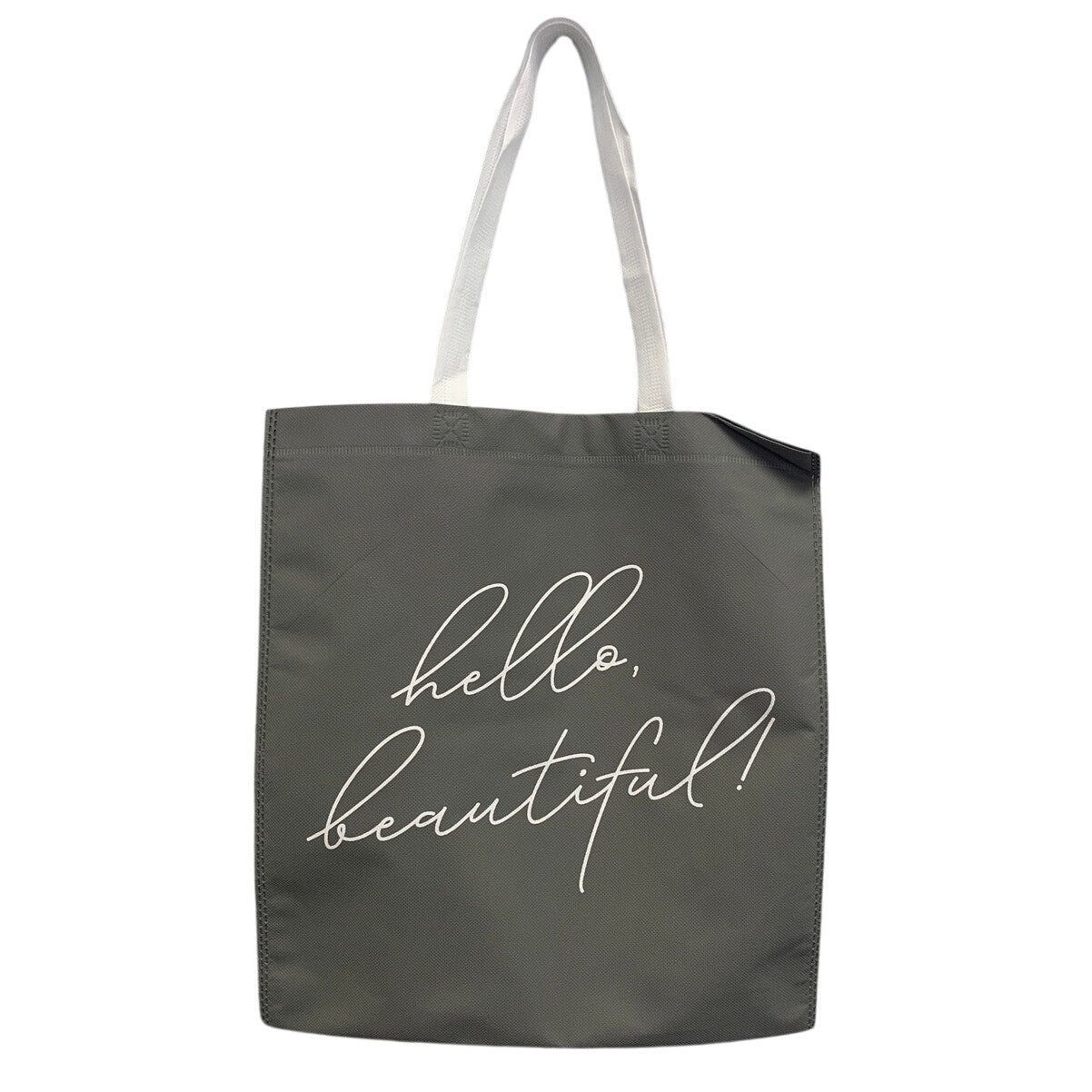 New Upcycled Hand Printed Christmas Tree Hello Beautiful Shopper Tote Bag