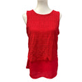 Jaclyn Smith Womens Medium Sleeveless Layered Look Lacy Overlay Red Top Blouse