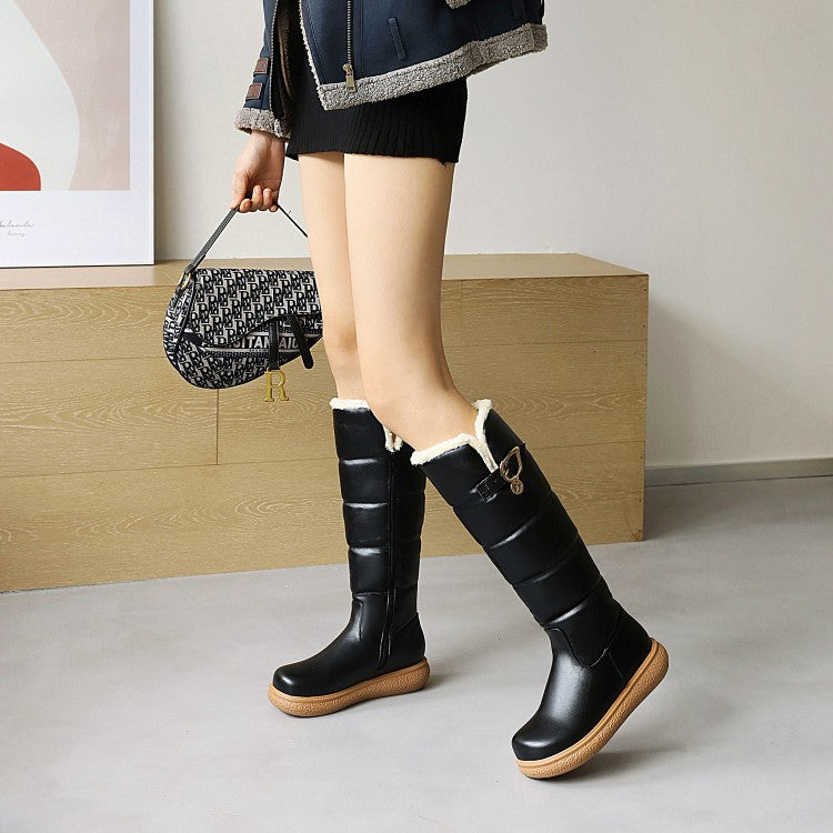 Women's Fleece-Lined High Boots - Warm Winter Boots with Side Zipper