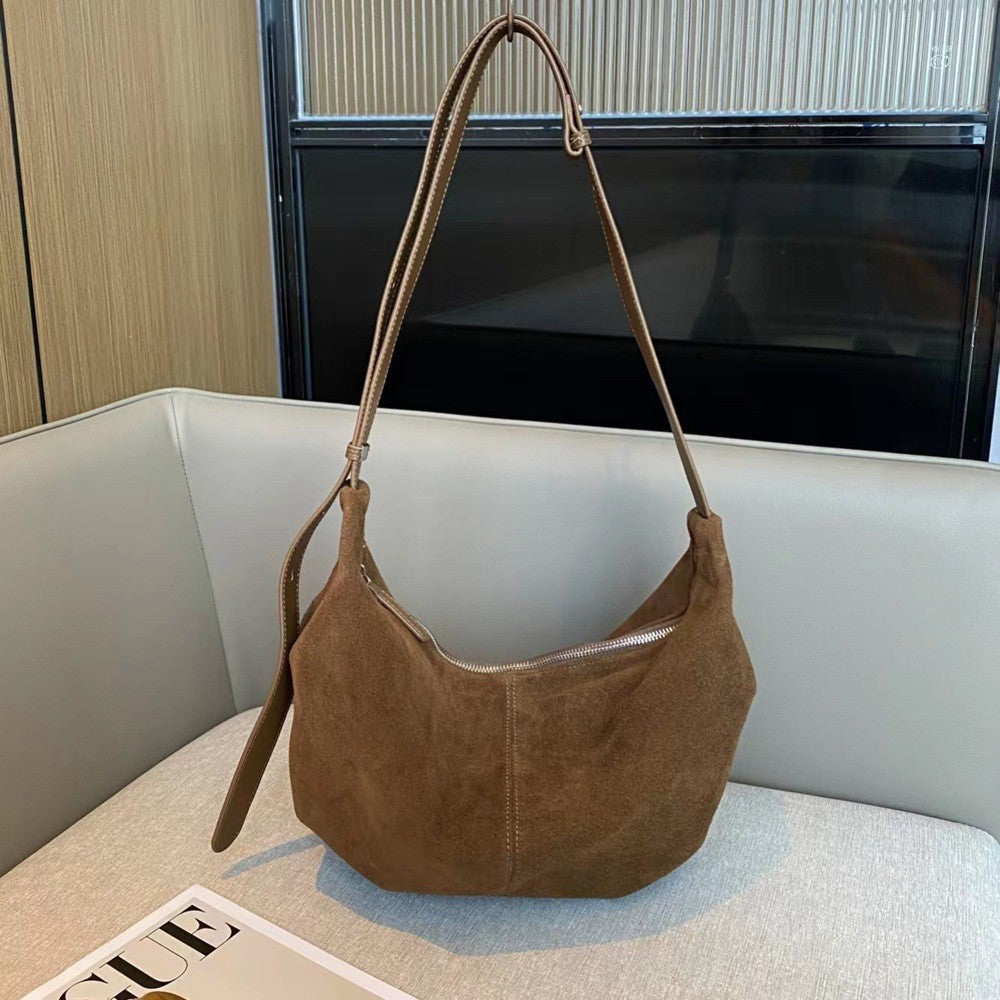 Women's Genuine Leather Crossbody Shoulder Bag - Elegant Dumpling Shape Handbag with Adjustable Strap