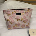 Floral Storage Pouch - Premium Cotton Cosmetic Bag with Nylon Lining