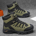 Women's High-Top Lace-Up Boots | Square Heel Dr. Martens Style | Army Green & Black