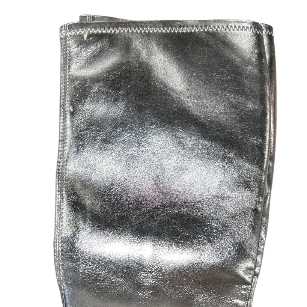 Dream Pairs Womens Size 8 Shiny Silver Zip 4" Platform Heel Knee High Gogo Boots