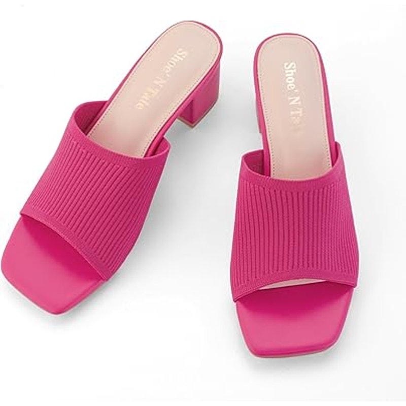 Shoe'N Tale Womens Size 11 Hot Pink 2.5" Heel Open Toe SlideOn Mule Sandal Shoes