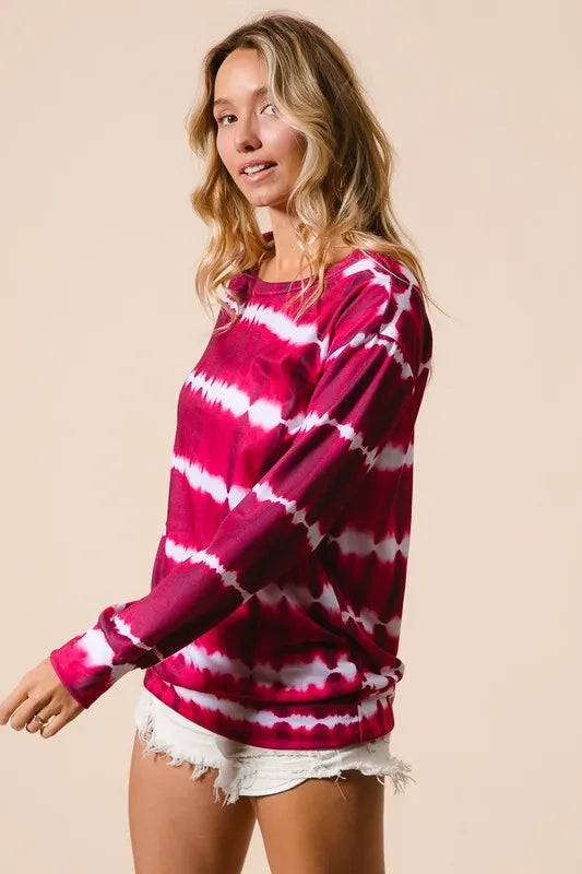BiBi Tie Dye Print Terry Sweatshirt