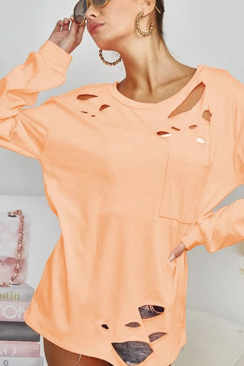 BiBi Triblend with Laser Cut Detailed T-Shirt