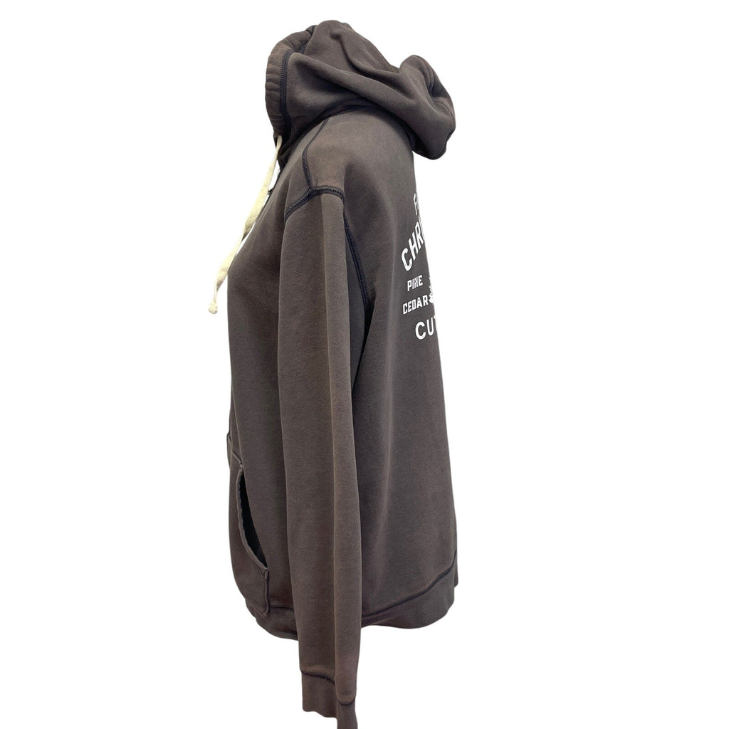 Upcycled Hand Printed Womens Medium Farm Fresh Christmas Tree Farm Zip Hoodie