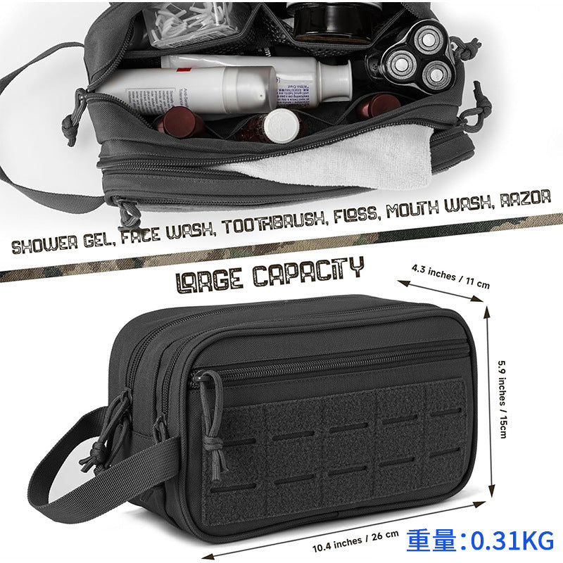 Men's Tactical Toiletry Organizer Bag - Outdoor Travel Makeup Pouch with Multiple Compartments