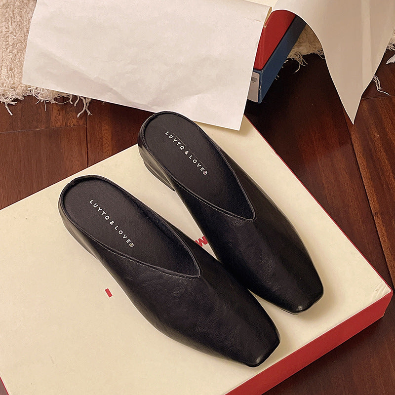 Women's Retro Low-Cut Soft-Sole Casual Flat Shoes | PU Leather Round Toe Work Shoes