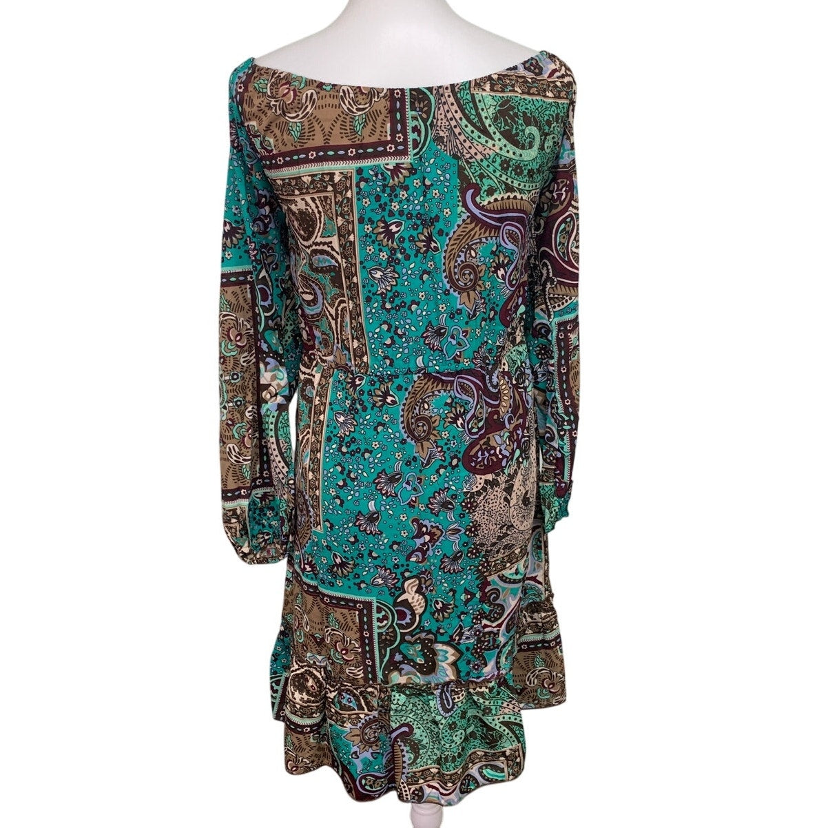 Earthbound Trading Co Womens Small 100% Polyester Floral Long Sleeve Dress