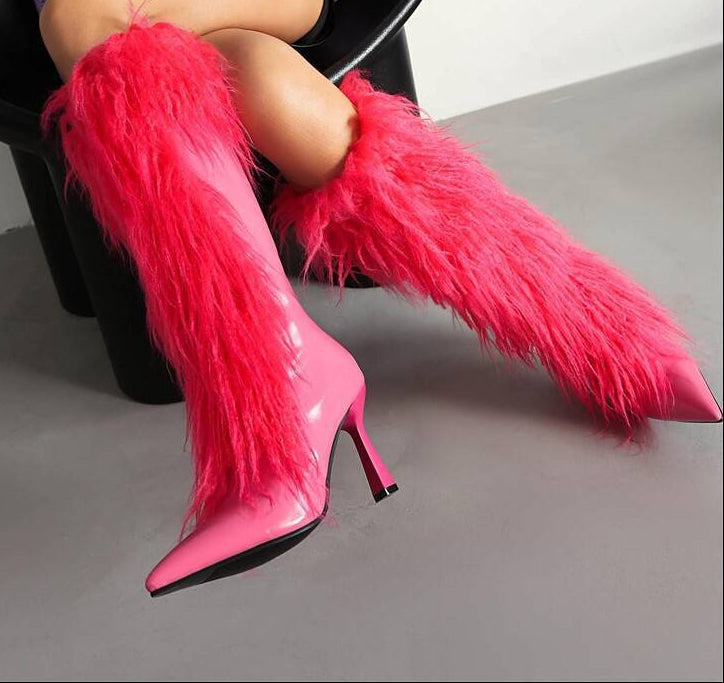 Women's Tassel Stiletto Boots – Suede High Heel Side Zipper Long Boots