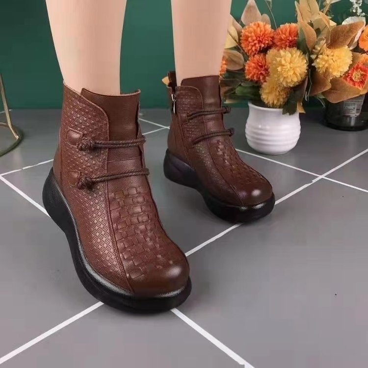 Soft Leather Fleece-Lined Warm Boots