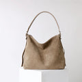 Women's Genuine Leather Bucket Crossbody Shoulder Bag – Retro Suede Soft Structured Handbag