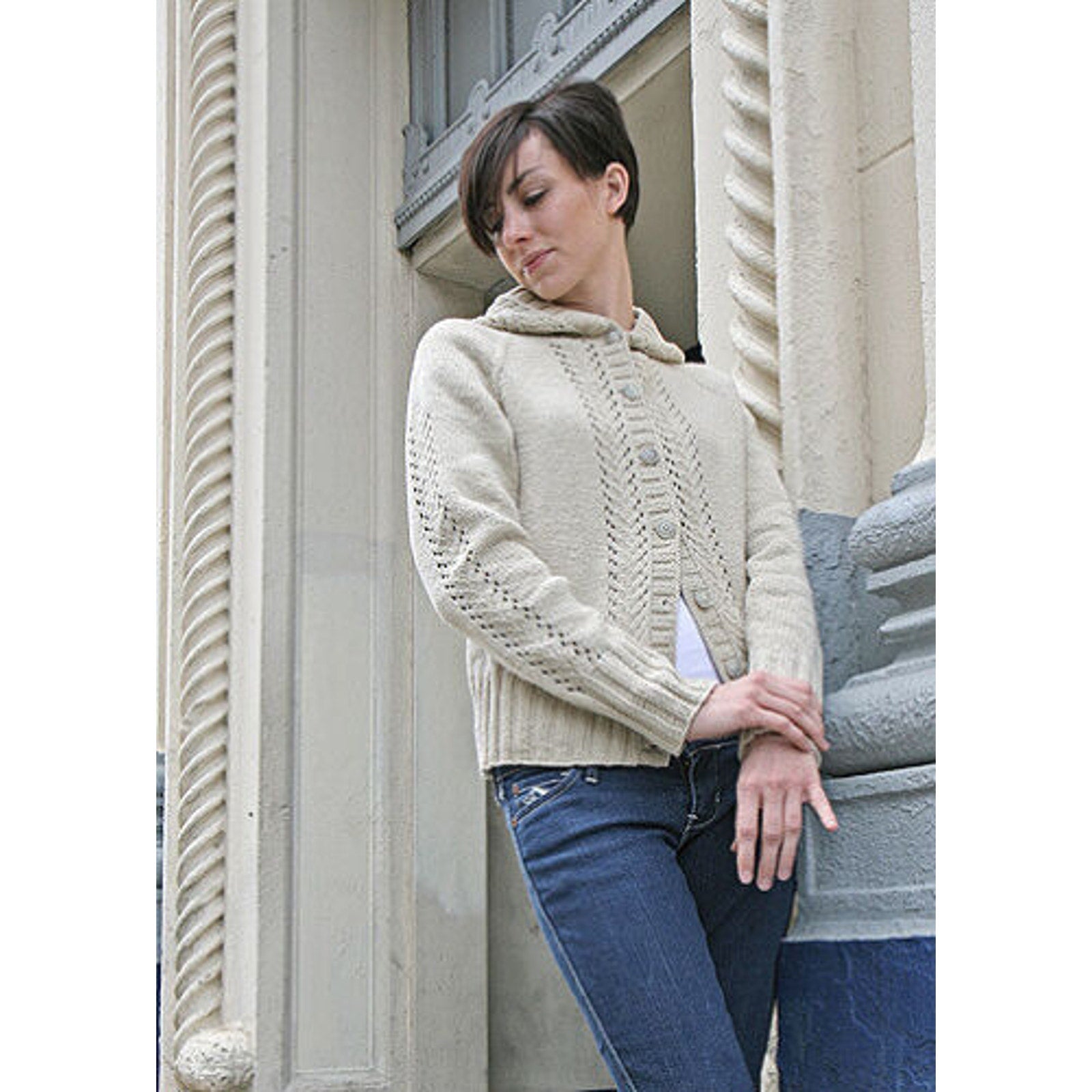 New Bonnie Marie Burns Chic Knits #7 Basic Chic Hoodie Knitting Pattern