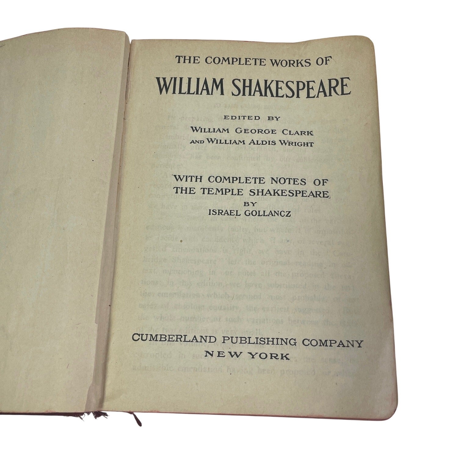 Antique 1920s The Complete Works of William Shakespeare Poor Condition Book