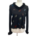 Telluride Clothing Co Womens Large Christmas Ornament Beaded Faux Fur Sweater