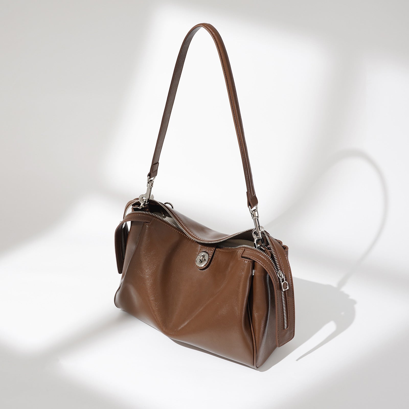 Genuine Leather Western Shoulder Bag for Women - Pillow Shape Crossbody Handbag