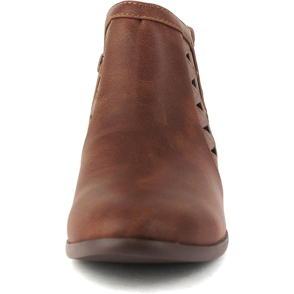 New Soda CHANCE Women Size 9W Wide Perforated Cut Out Stacked Block Heel Booties