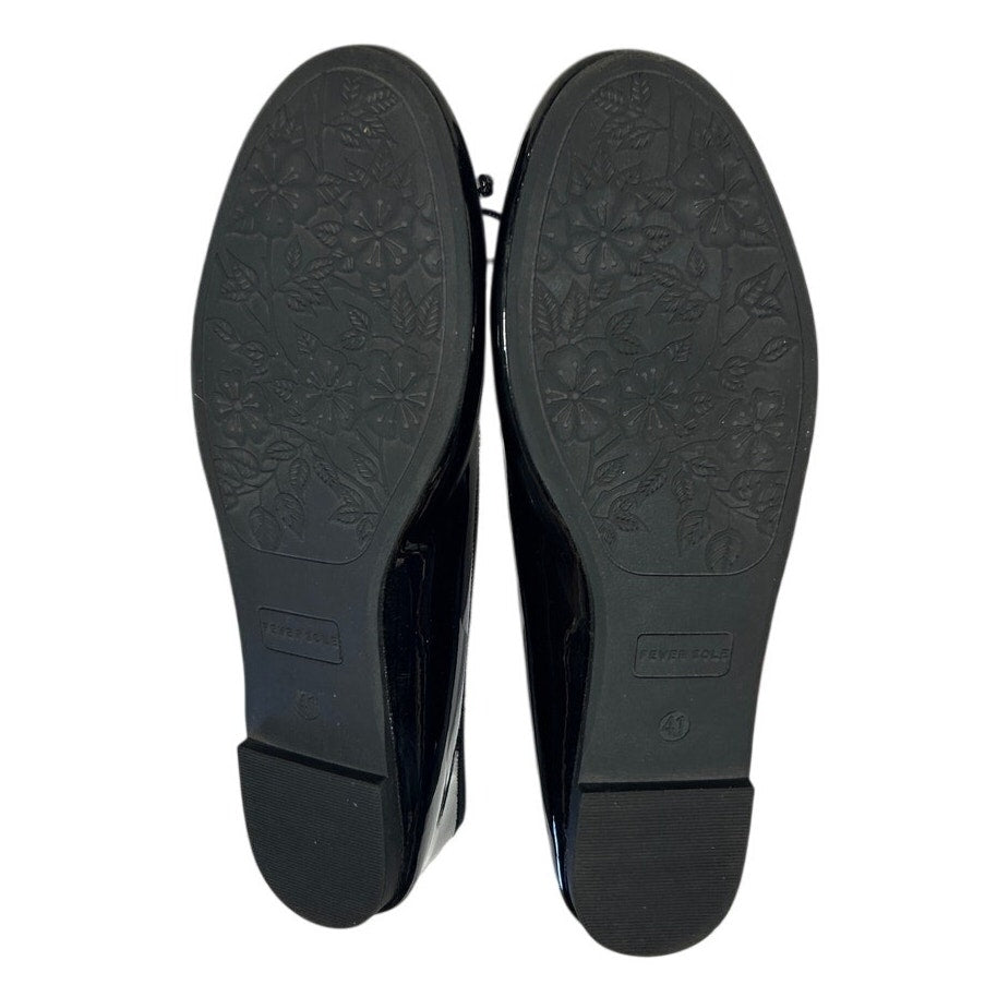 Fever Sole Womens Size 9.5 Black Flats Mini Bow Slip On Round Closed Toe Shoes