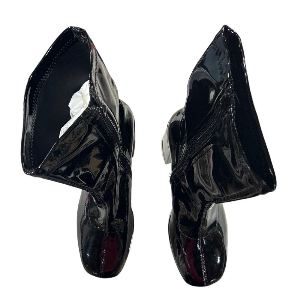 Dream Pairs Womens Size 11 Black Patent Leather 4" Block Heel Zip Ankle Boots