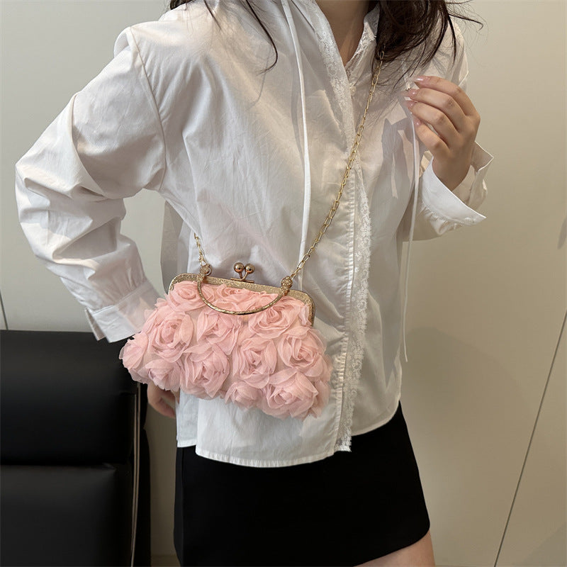 Rose Pattern Women's Crossbody Bag with Chain Strap | Chic Everyday Handbag