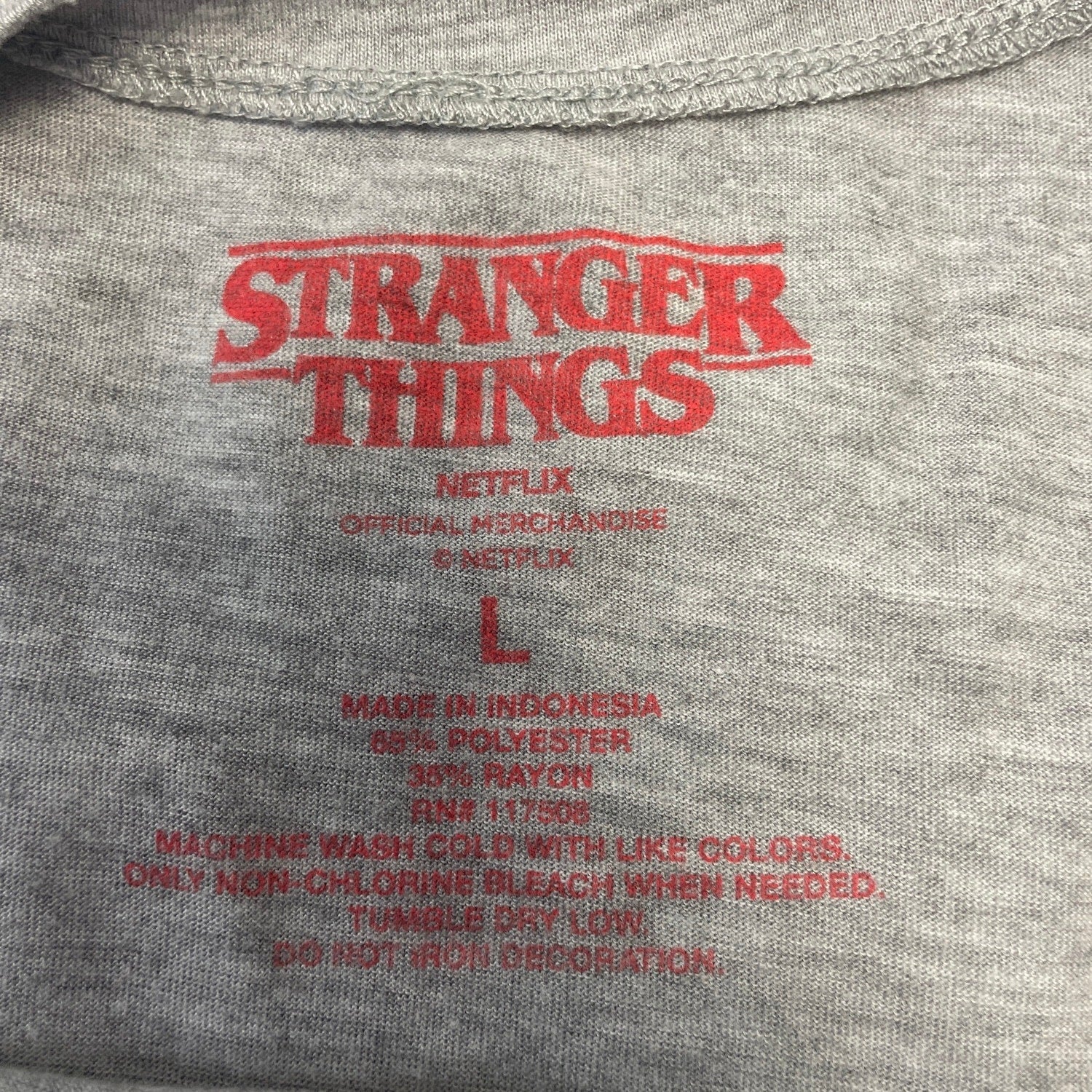 Stranger Things Womens Large Polyester Rayon Blend Short Sleeve Crew Neck Tee