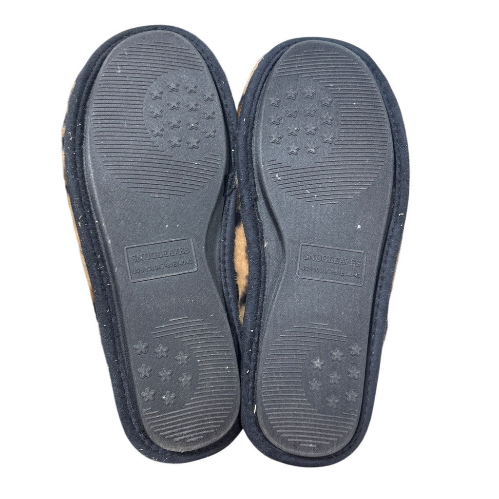 SnugLeaves Womens Size 9/10 Brown Leopard Spot Slide On Memory Foam Slippers