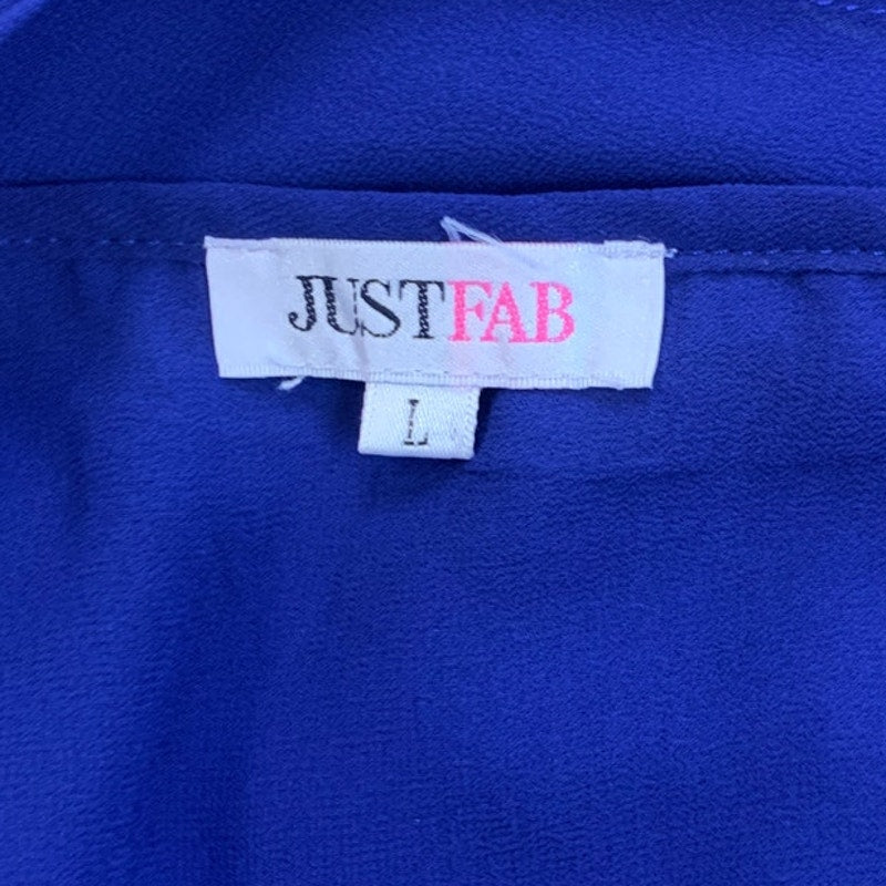 JustFab Womens Large Gathered Waist Sheer Polyester Cap Sleeve Knee Length Dress