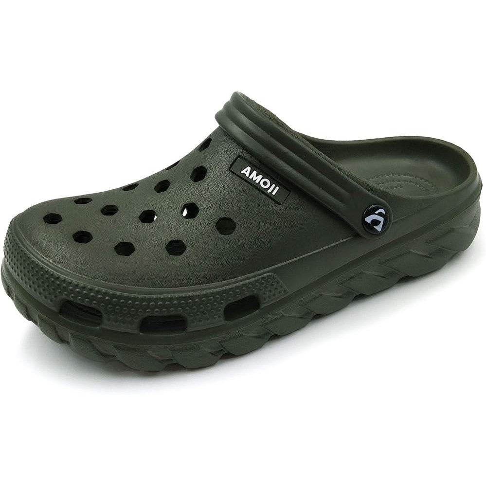 Amoji Mens Size 6 Army Green Clogs Round Toe Sandal Garden Water Shoes