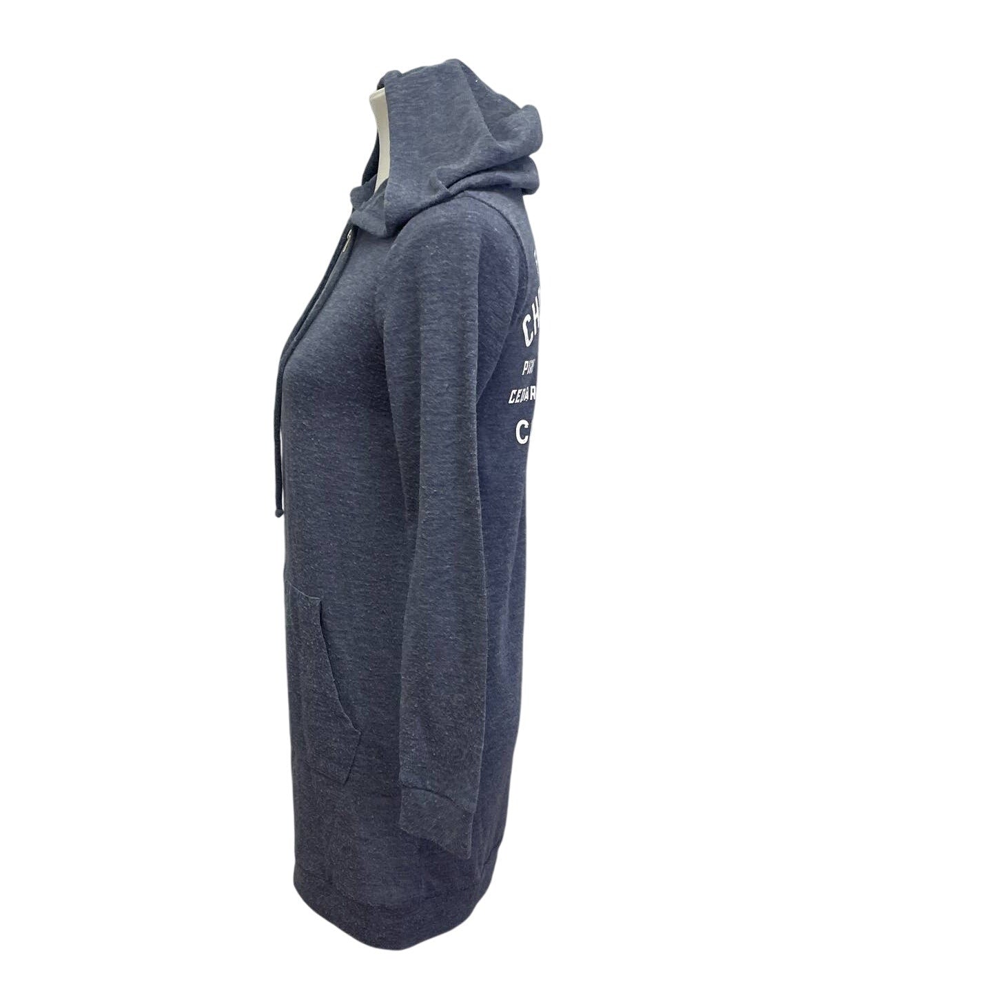 Upcycled Hand Printed Womens Small Farm Christmas Tree Farm 1/4 Zip Long Hoodie