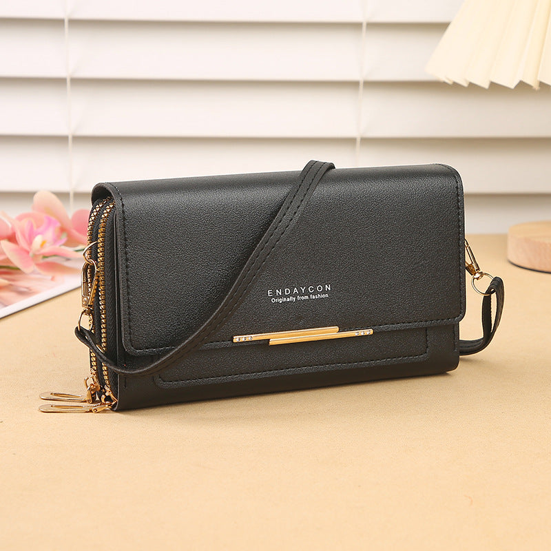 Diamond-Encrusted PU Leather Crossbody Bag