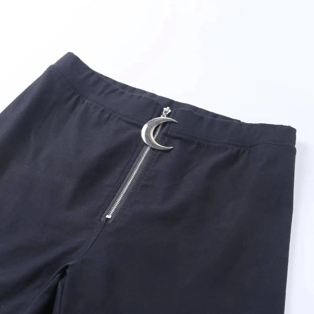 Gothic Crescent Moon Cutout Pants