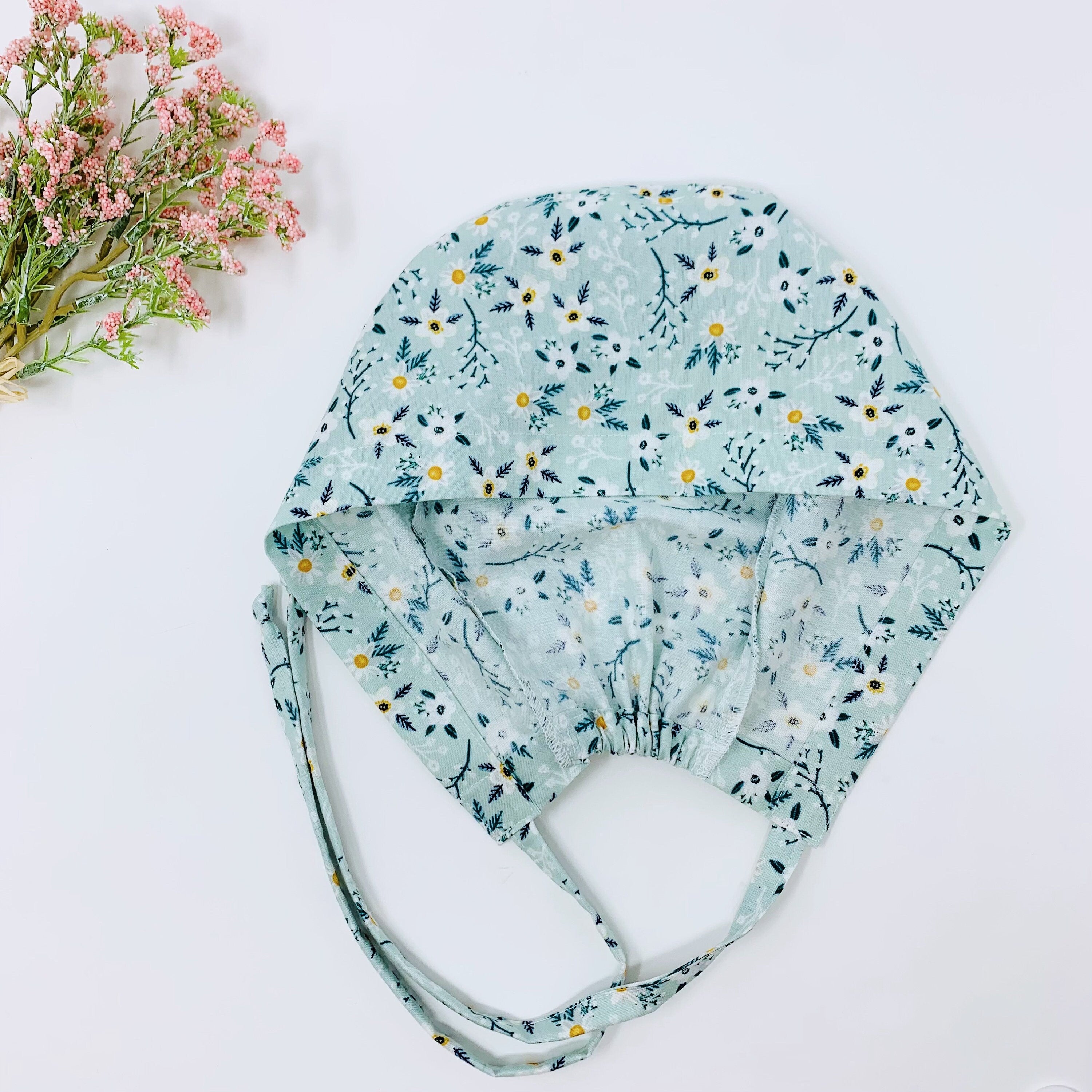 Flowers Skull tie-back style surgical scrub cap by Paradise Caps.