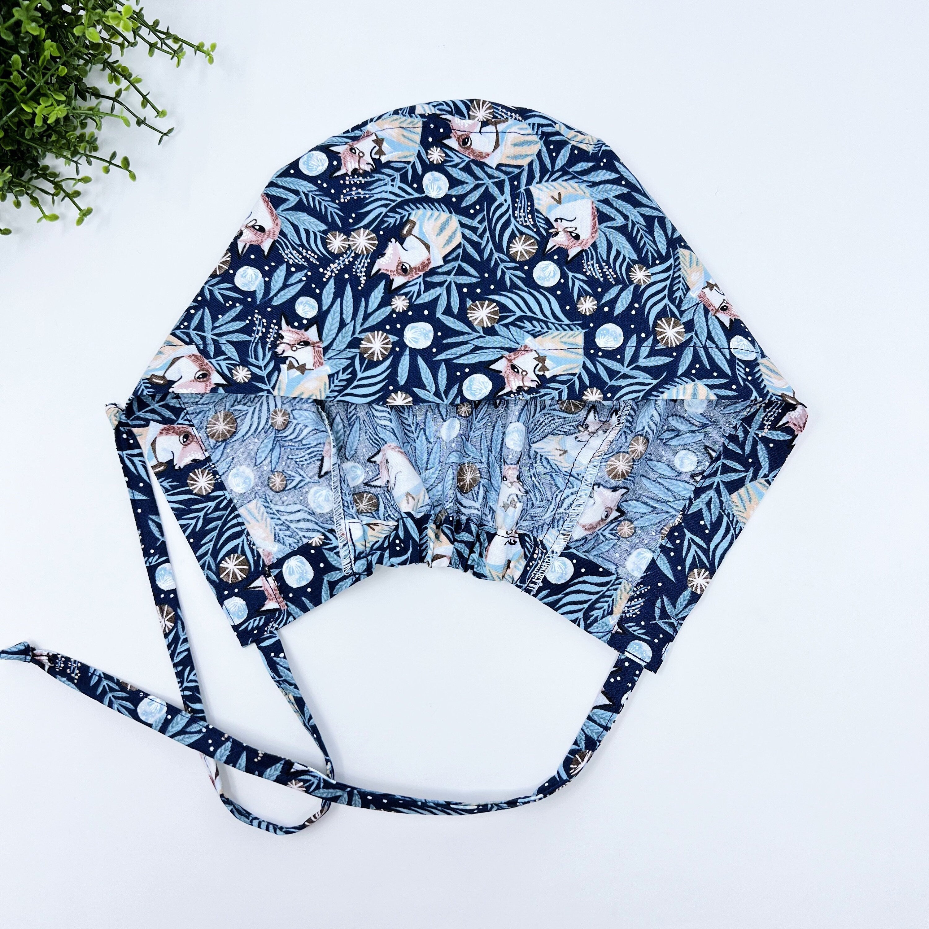 Fox Skull tie-back style surgical scrub cap for men by Paradise Caps.