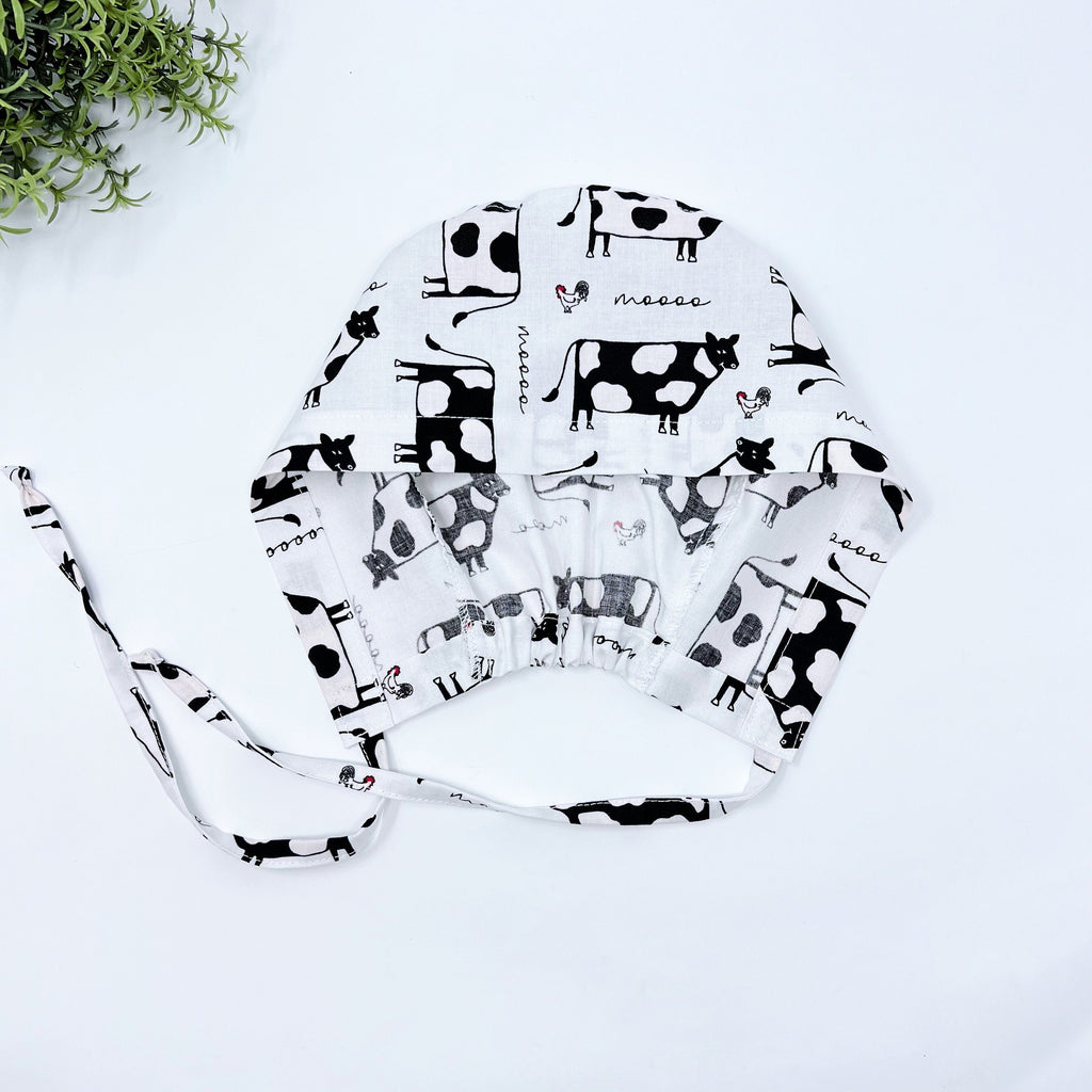 Cows Skull tie-back style surgical scrub cap for men by Paradise Caps.